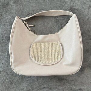 Anthropologie Urban Designs Cream Oversized Hobo Bag Shoulder Purse Half Moon